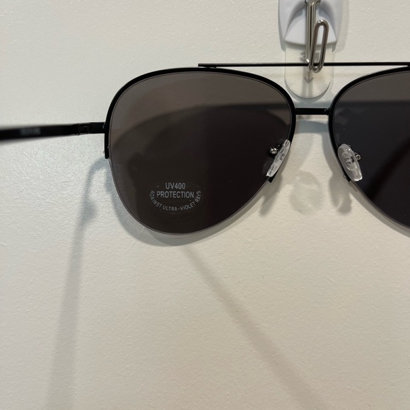 Half Rim Aviator Sunglasses Unisex Adults, Black - Picture 6 of 7